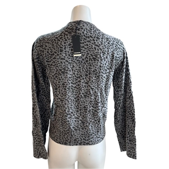 NWT Monrow Cashmere Blend Sporty Sweater Leopard Print Size XS - Picture 4 of 9